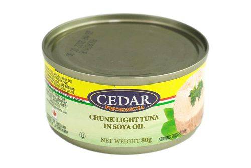 Cedar · Chunk light tuna veg/oil - Morceaux de thon pâle dans l'huile de soja (80 g - 80g)