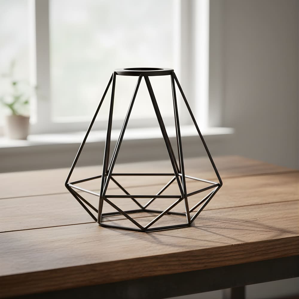 Style Selections Mix and Match 6-in x 6-in Geometric Bronze Wire Vanity light shade with 2-1/4-in Fitter