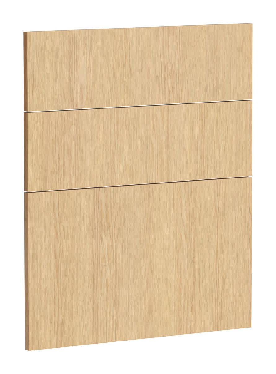 Kaboodle 600mm Oak Latte Modern 3 Drawer Panels