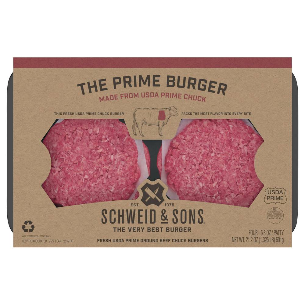 Schweid & Sons the Prime Ground Beef Chuck Burgers