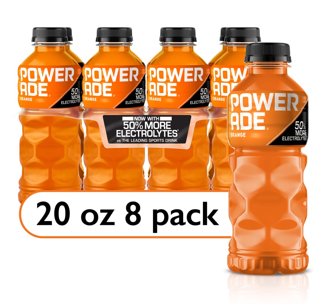 Powerade Sports Drink With Electrolytes, Orange (8 x 20 fl oz)