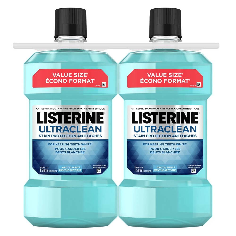 Listerine Ultraclean Stain Protection Antiseptic Mouthwash (2 ct) (Mint)