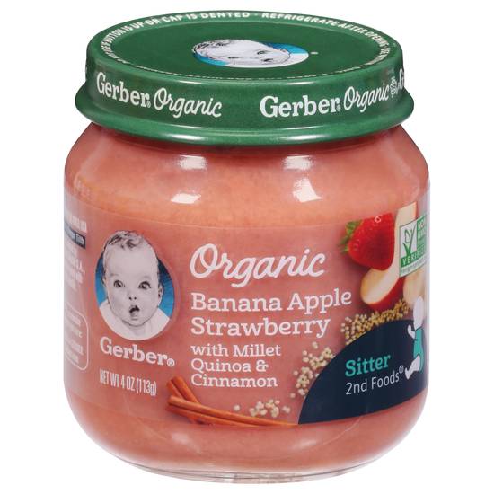 Gerber Grain & Grow Organic Banana Apple Strawberry Puree Sitters 2nd Foods