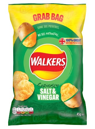 Walker's Salt-Vinegar, Seriously Potato Crisps (45g)