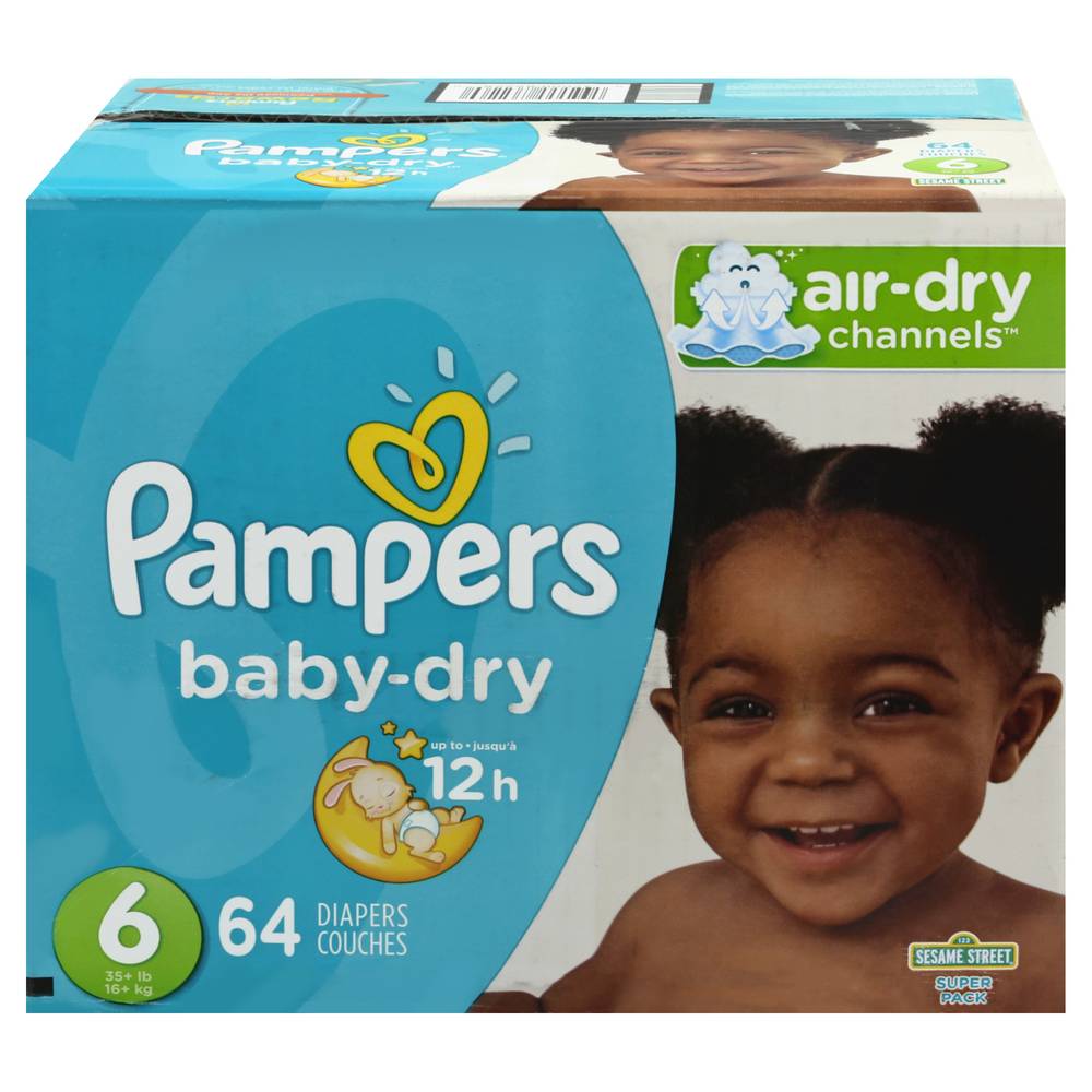 Pampers Sesame Street Baby Dry Diapers, Size: 6 (64 ct)