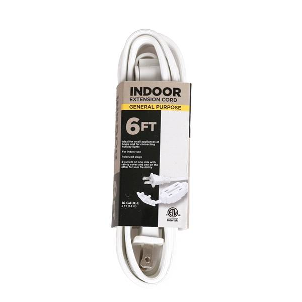 16/2 Spt-2,3 Outlet Extension Cord White (6 ft)