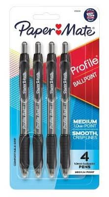Paper Mate Ballpoint Profile Retractable Medium Point Black Pen
