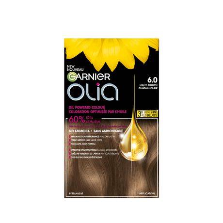 Coloration permanente optimisée par l''huile pour les cheveux sans ammoniaque Olia de Garnier, 1 unité (Couleur: Châtain Clair)