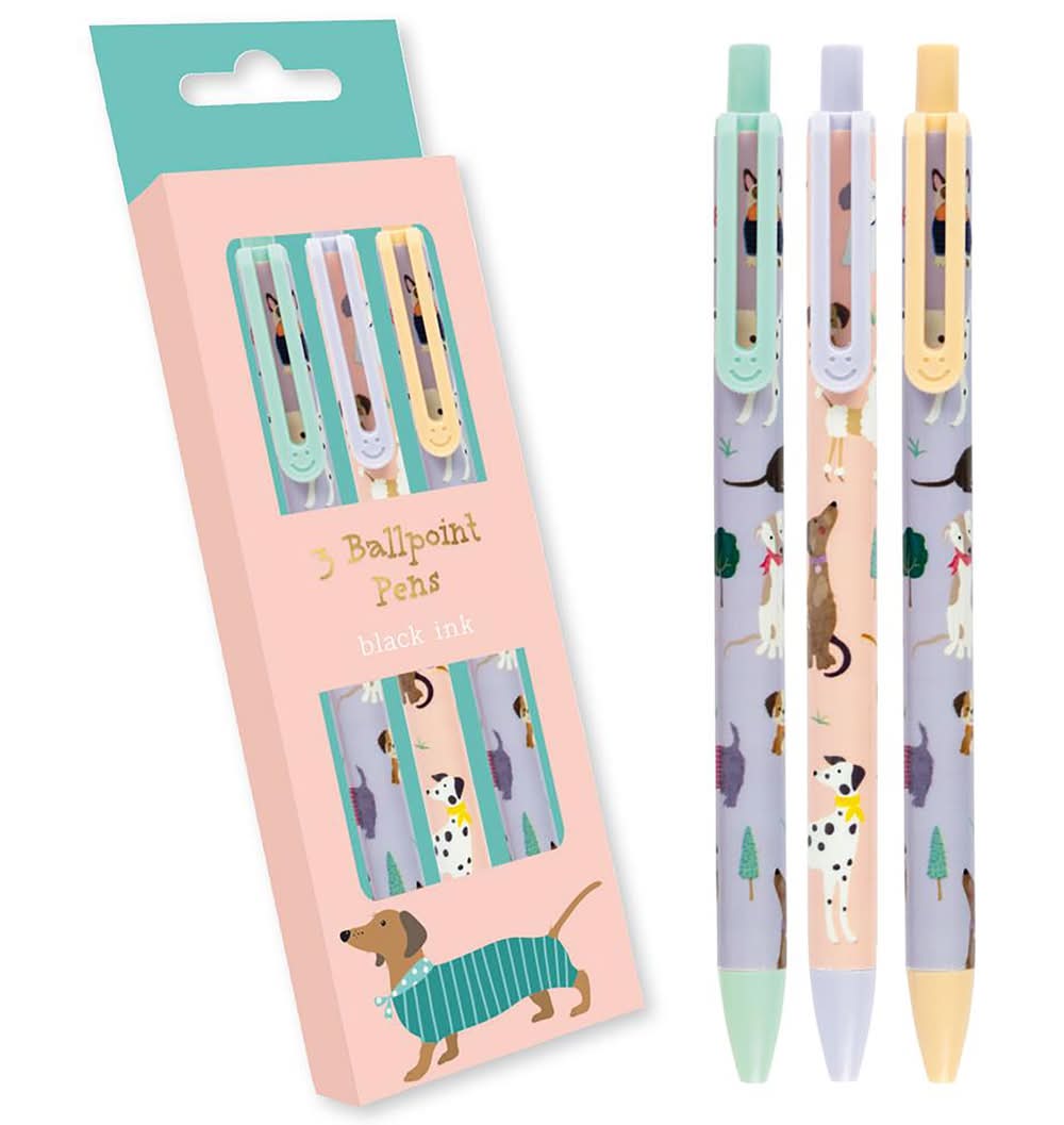 Conjunto 3 Canetas Tinta Preta - Puppies