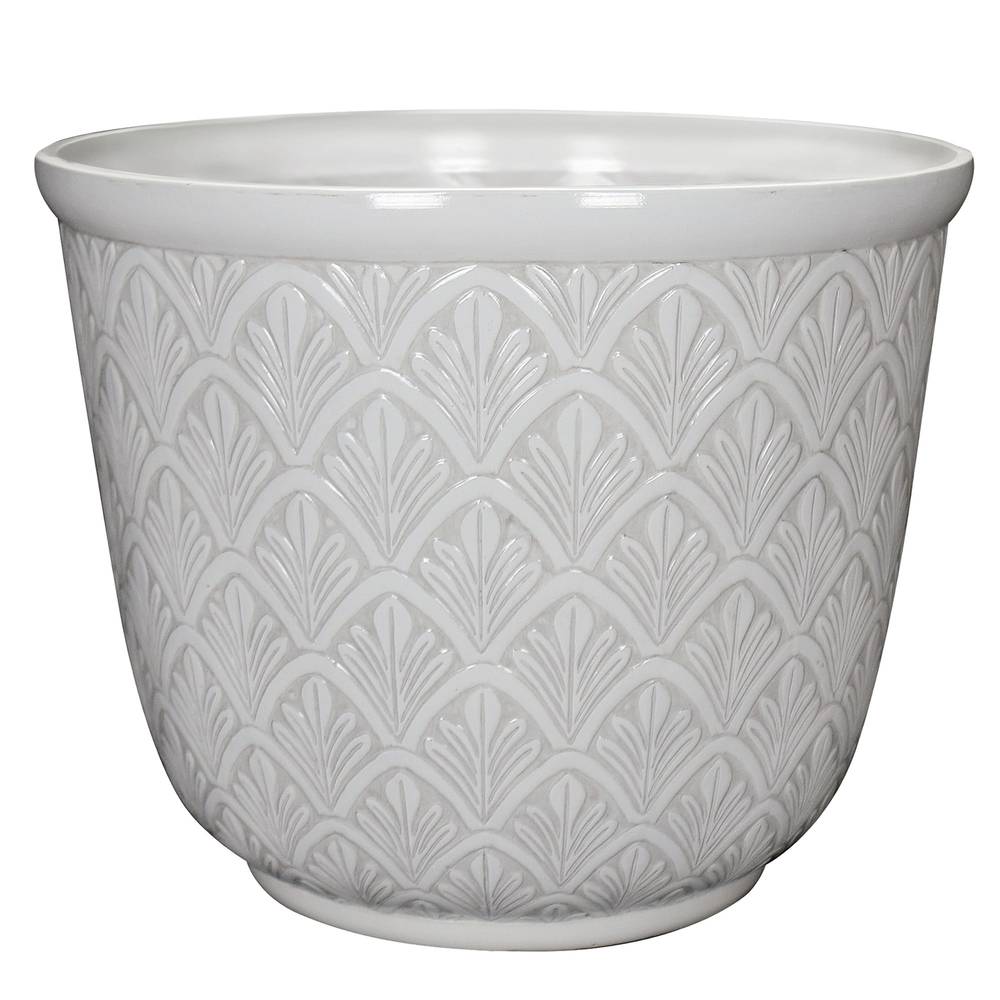 allen + roth Round 19.8-in W x 17-in H White Resin Contemporary/Modern Indoor/Outdoor Planter | PLH7221TWI