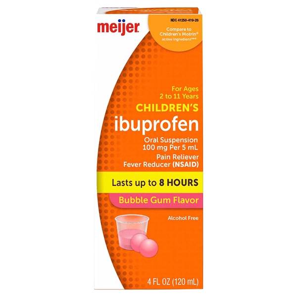 Meijer Children's Ibuprofen Oral Suspension 100 Mg, Bubble Gum (4 fl oz)