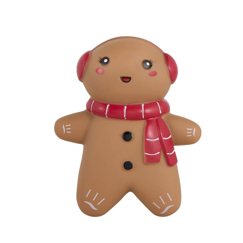 Merry & Bright Gingerbread Man Vinyl Dog Toy, Brown