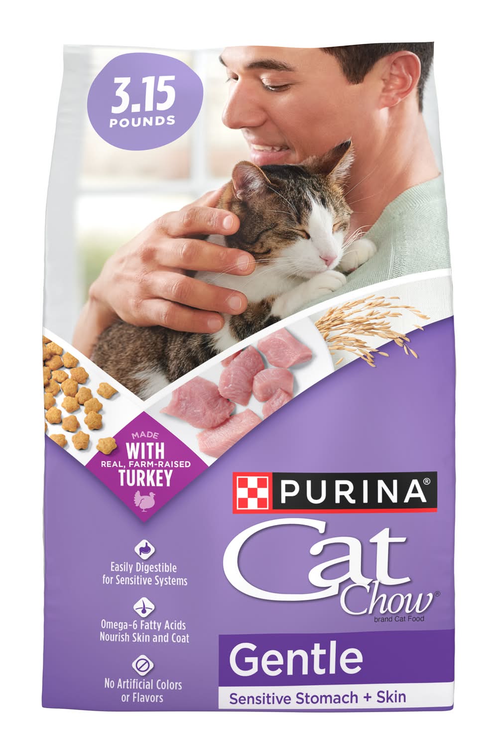 Purina Cat Chow Gentle Sensitive Stomach & Skin With Turkey Adult Dry Cat Food (3.15 lbs)