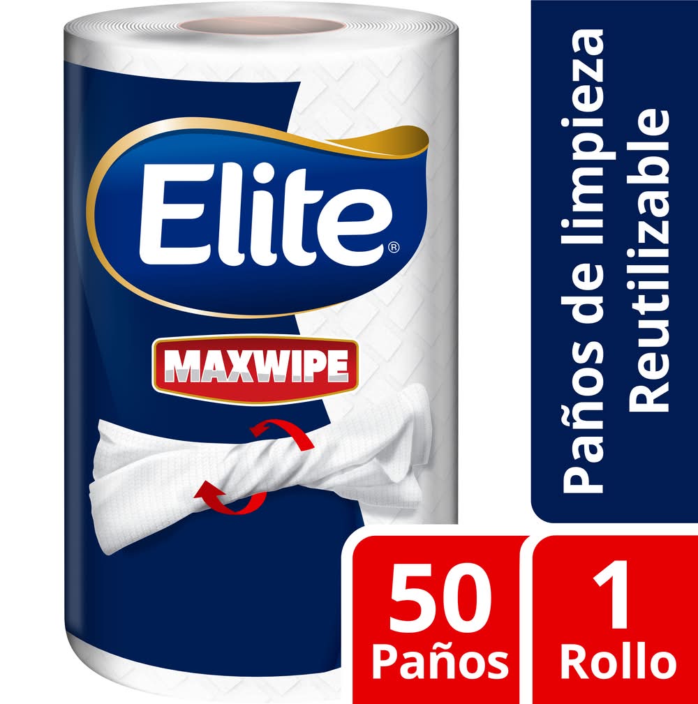 Elite · Maxwipe paños de limpieza reutilizables - 11 m (50 un)