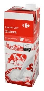 Leche entera Carrefour brik 1 l.