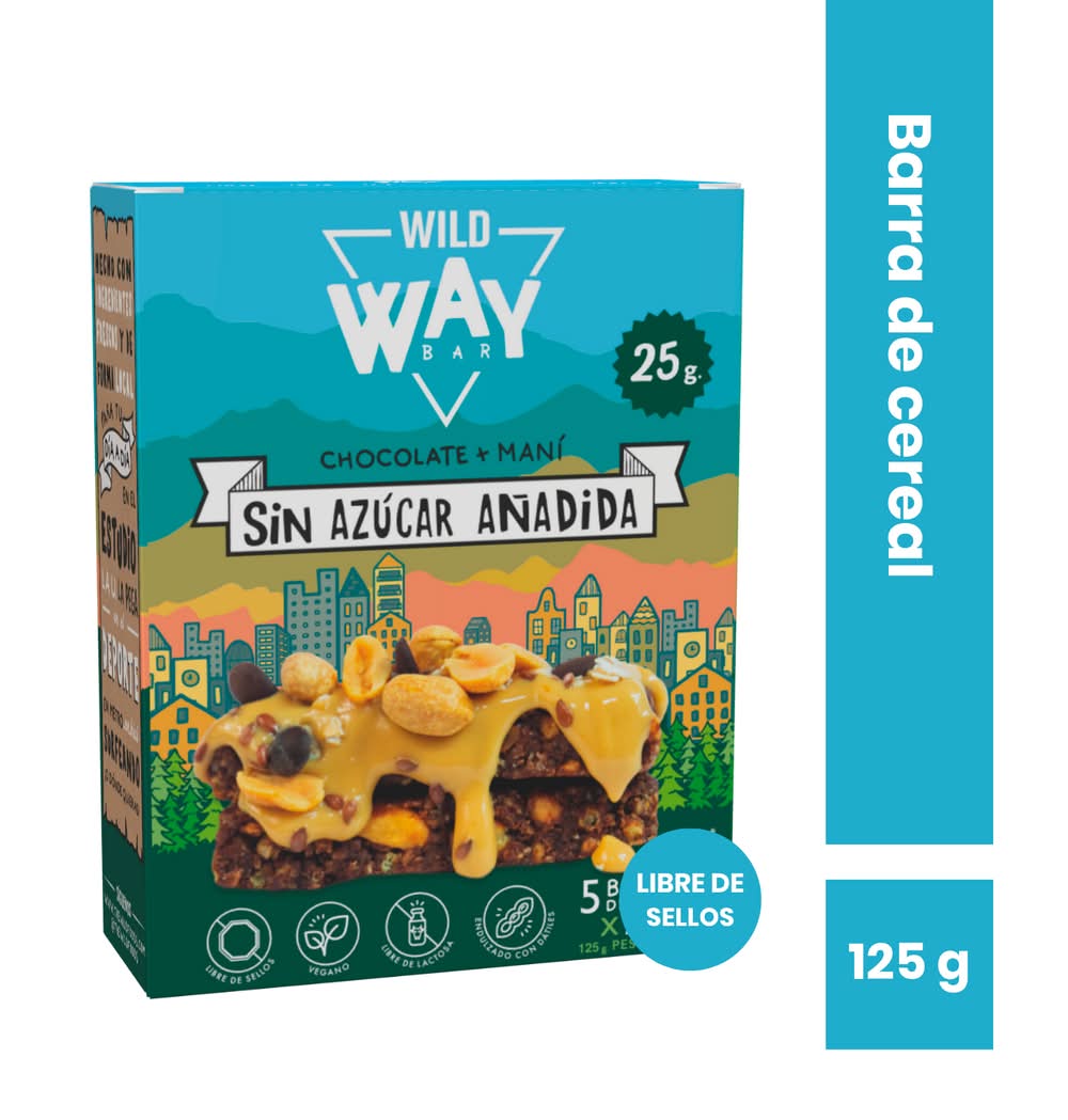 Wild Foods · Barritas de chocolate con maní (5 x 25 g)