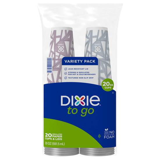 Dixie To Go 20 oz Cups & Lids Variety pack (20 ct)