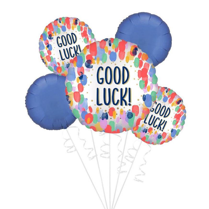 Uninflated Painterly Dots Good Luck Foil Balloon Bouquet, 5pc