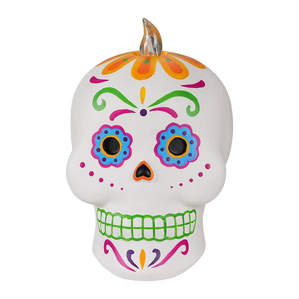 Holiday Living 5.5-in Day of the Dead Lighted Skull Figurine Decor | LW37-LG344C