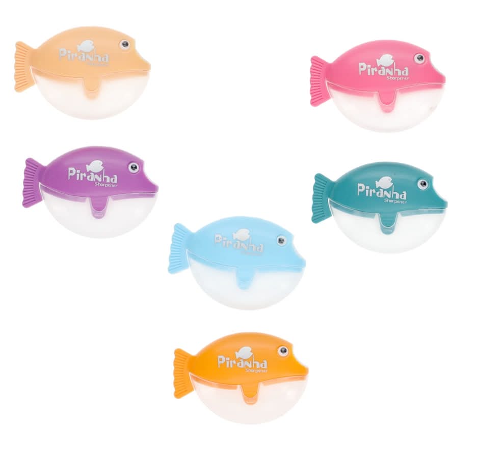 Jot Piranha-Shaped Pencil Sharpeners, Assorted Colors, 2-pc Pack.