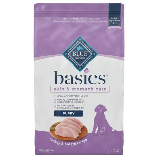 Blue Buffalo Basics Skin & Stomach Care Turkey & Potato Recipe Dry Food For Puppies