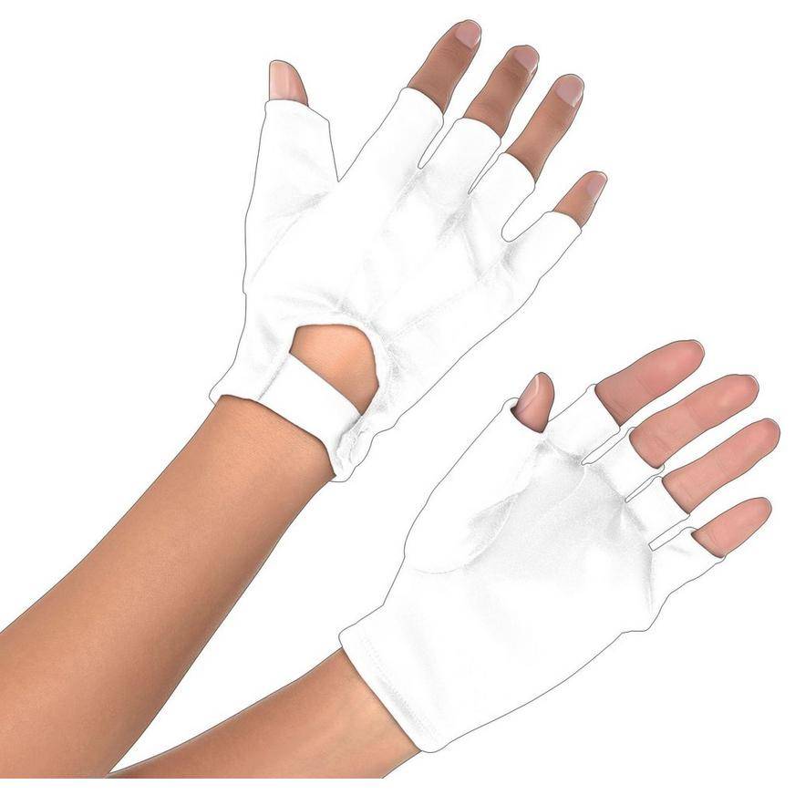 Adult White Fingerless Gloves