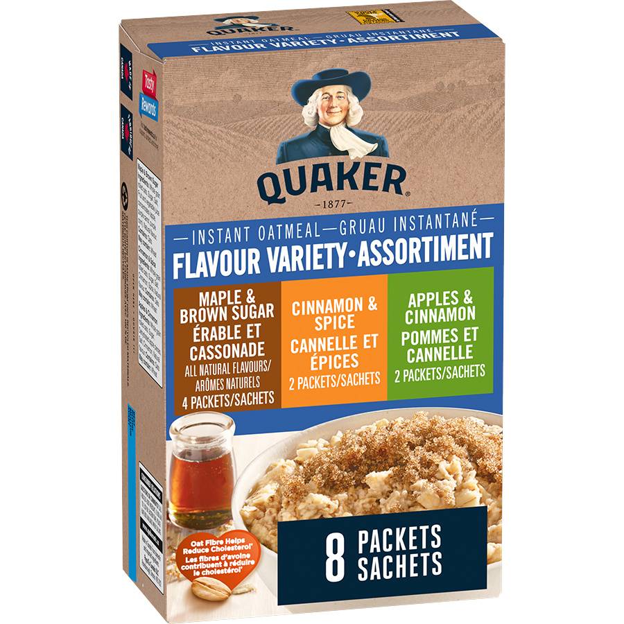 Quaker 3 Flavour Variety Instant Oatmeal (40 g, 8 ct)