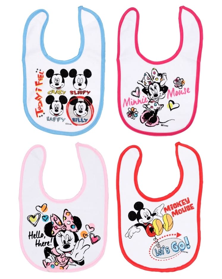 Accessory Choices Disney Print Baby Bibs, Assorted (4 pack)
