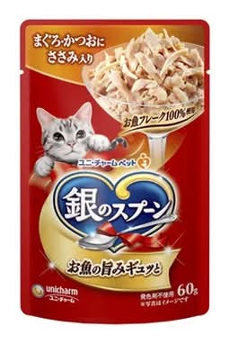 ユニ・チャーム 銀のスプーン パウチ まぐろ・かつおにささみ入り (60g)