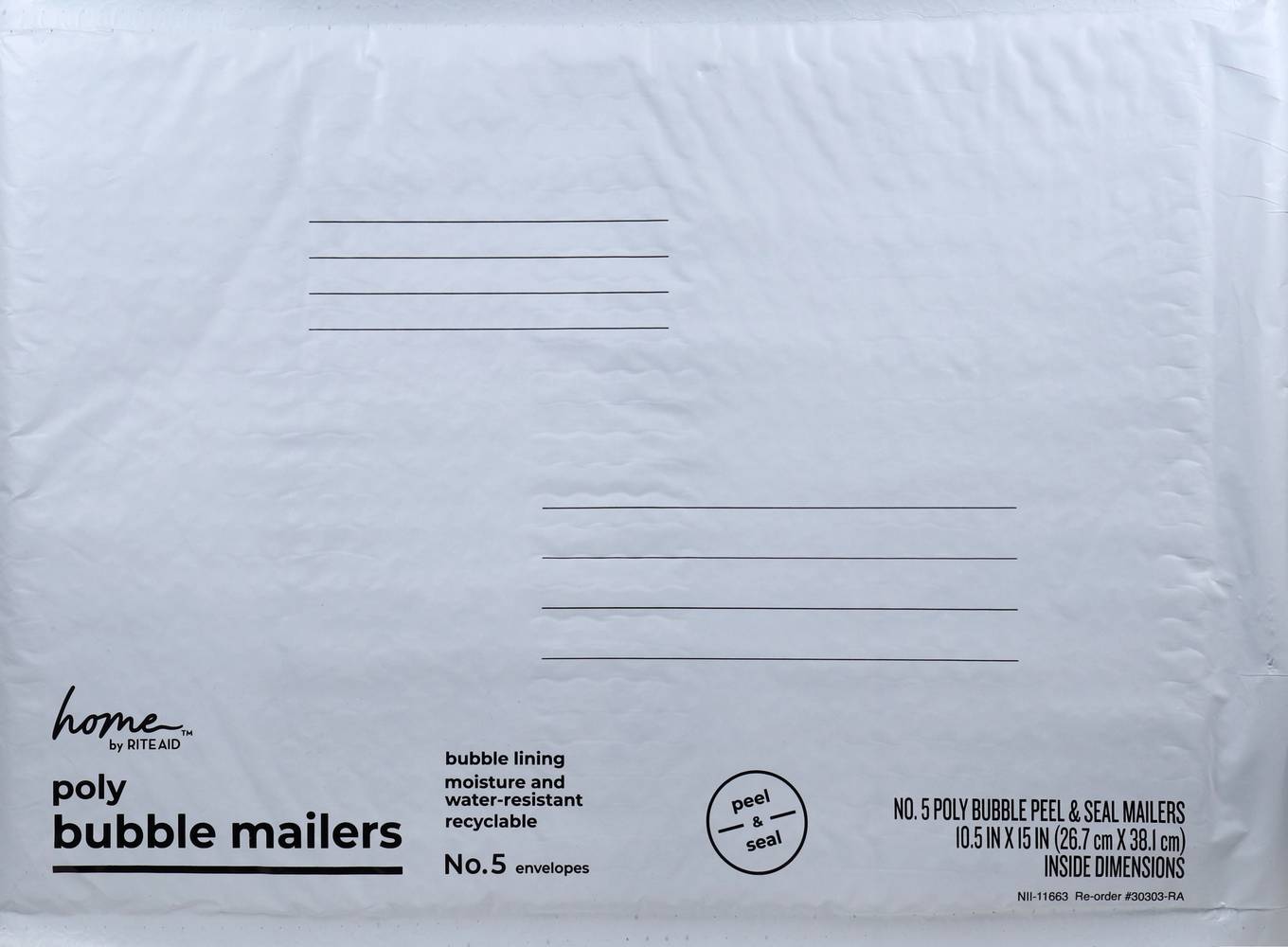 Rite Aid Poly Bubble Mailer (5 ct) (10.5 in * 15 in)