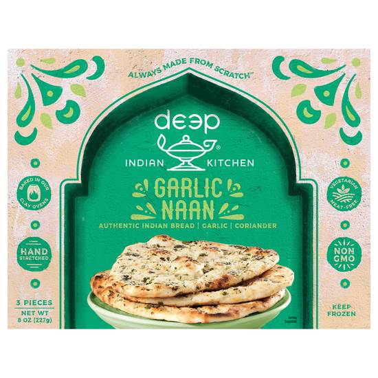 Deep Garlic Naan Indian Bread (3 ct)