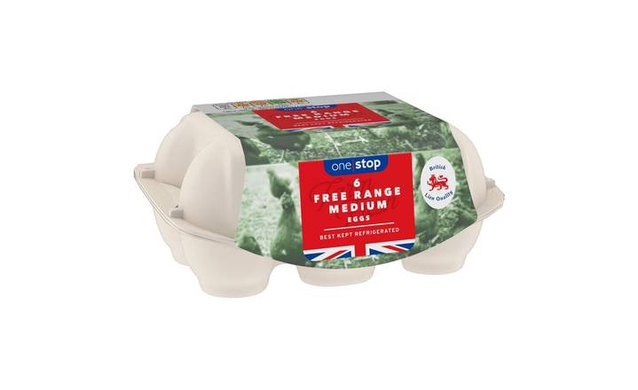 One Stop British Free Range Eggs Medium 6 pack (392877)