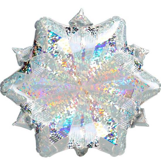 Uninflated Prismatic Snowflake-Shaped Foil Balloon, 18in
