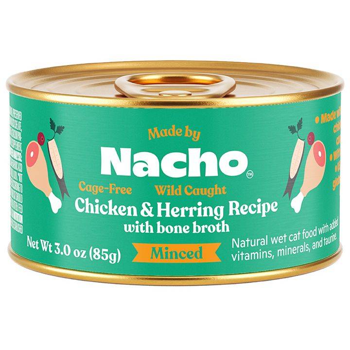Made By Nacho™ Minced All Life Stage Wet Cat Food - Natural, 5.5 oz (Flavor: Chicken & Herring, Size: 3 Oz)
