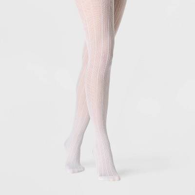 A New Day Pointelle Ribbed Tights, L/XL, White