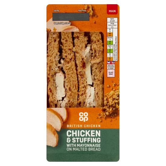 Co-Op Chicken & Stuffing With Mayonnaise on Malted Bread