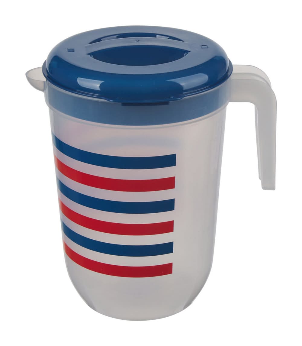Patriotic Stripe Printed Pitcher With Lid And Handle