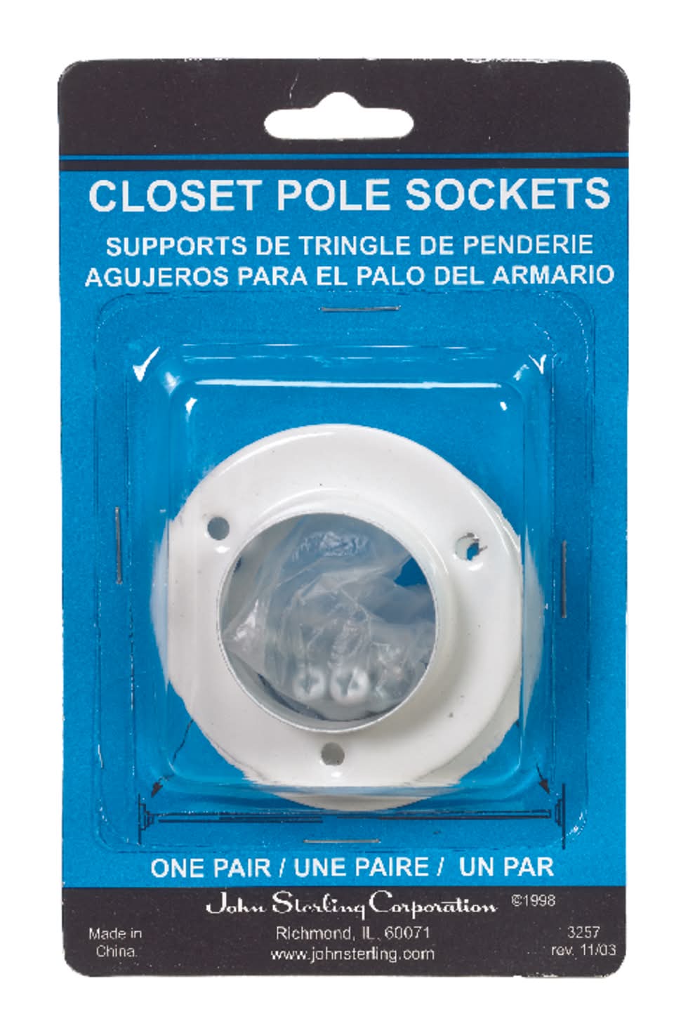 Knape & Vogt Pro 1-3/8 In. L X 1-3/8 In. D Powder Coated Steel Rod Socket