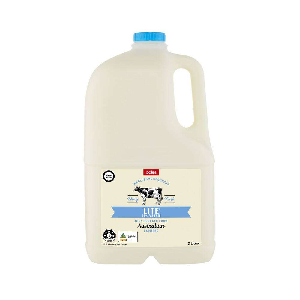 Coles Lite Reduced Fat Milk 3L