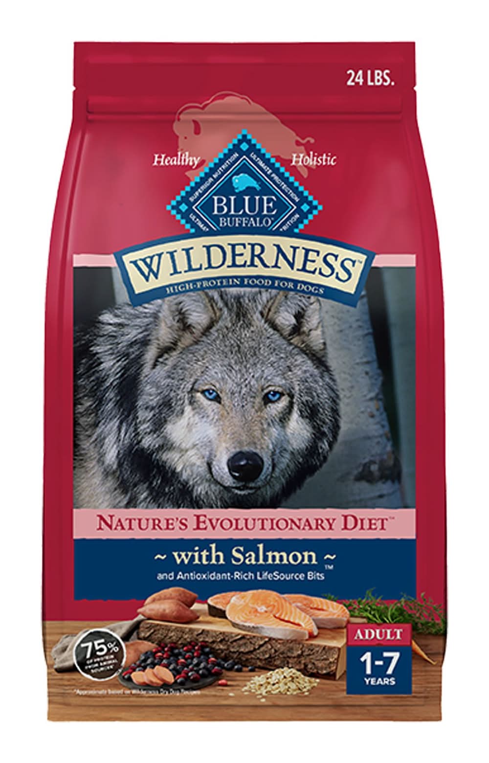 Blue Buffalo Wilderness High Protein, Salmon with Wholesome Grains Adult Dry Dog Food (Size: 24 Lb)