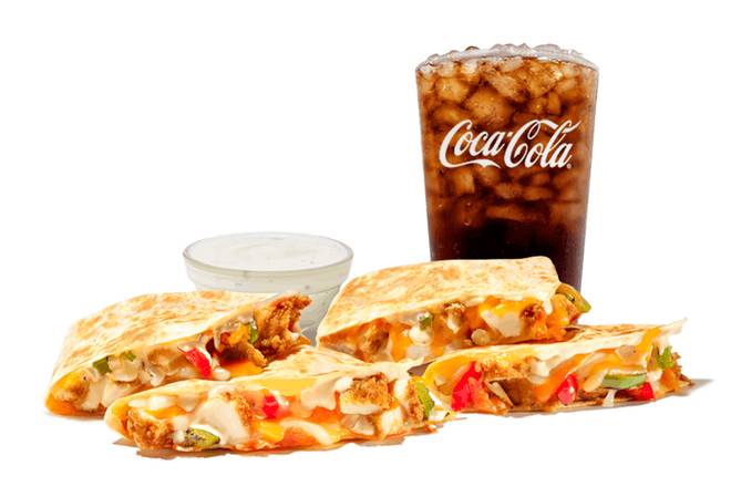Chicken Fajita Quesadilla With Drink