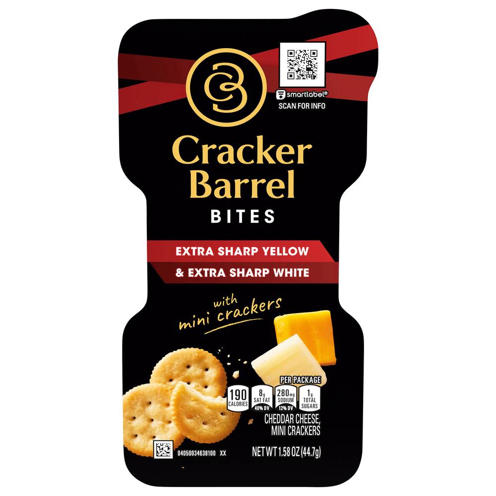 Cracker Barrel Bites With Extra Sharp Yellow & White Cheddar Cheese With Mini Crackers (1.58 oz)