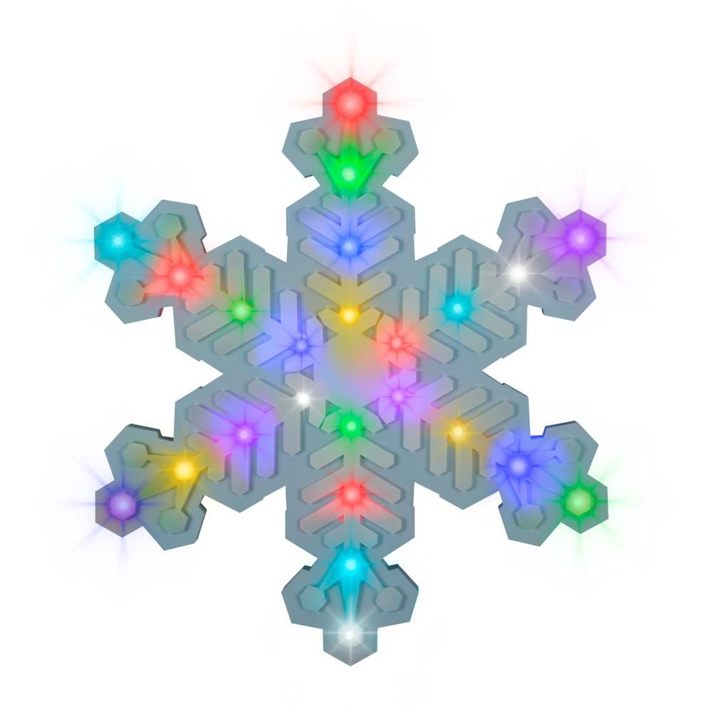 Gemmy Orchestra of Lights 24-Count Multi-function Multicolor Snowflake LED Plug-In Christmas Icicle Lights | 883105