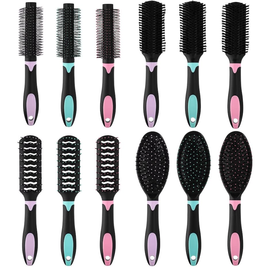 Basic Solutions Colorful Plastic Hair Brushes, 9.5 in.