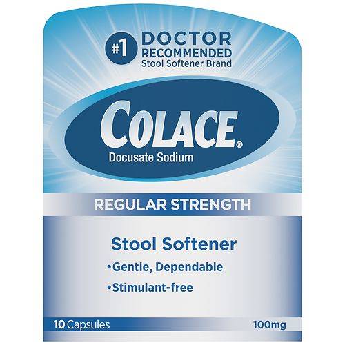 Colace Regular Strength Stimulant-Free Stool Softener 100 mg - 10.0 ea