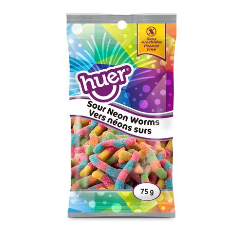 Huer Pocket Pals Soft and Chewy Gummy Candy (sour neon worms)