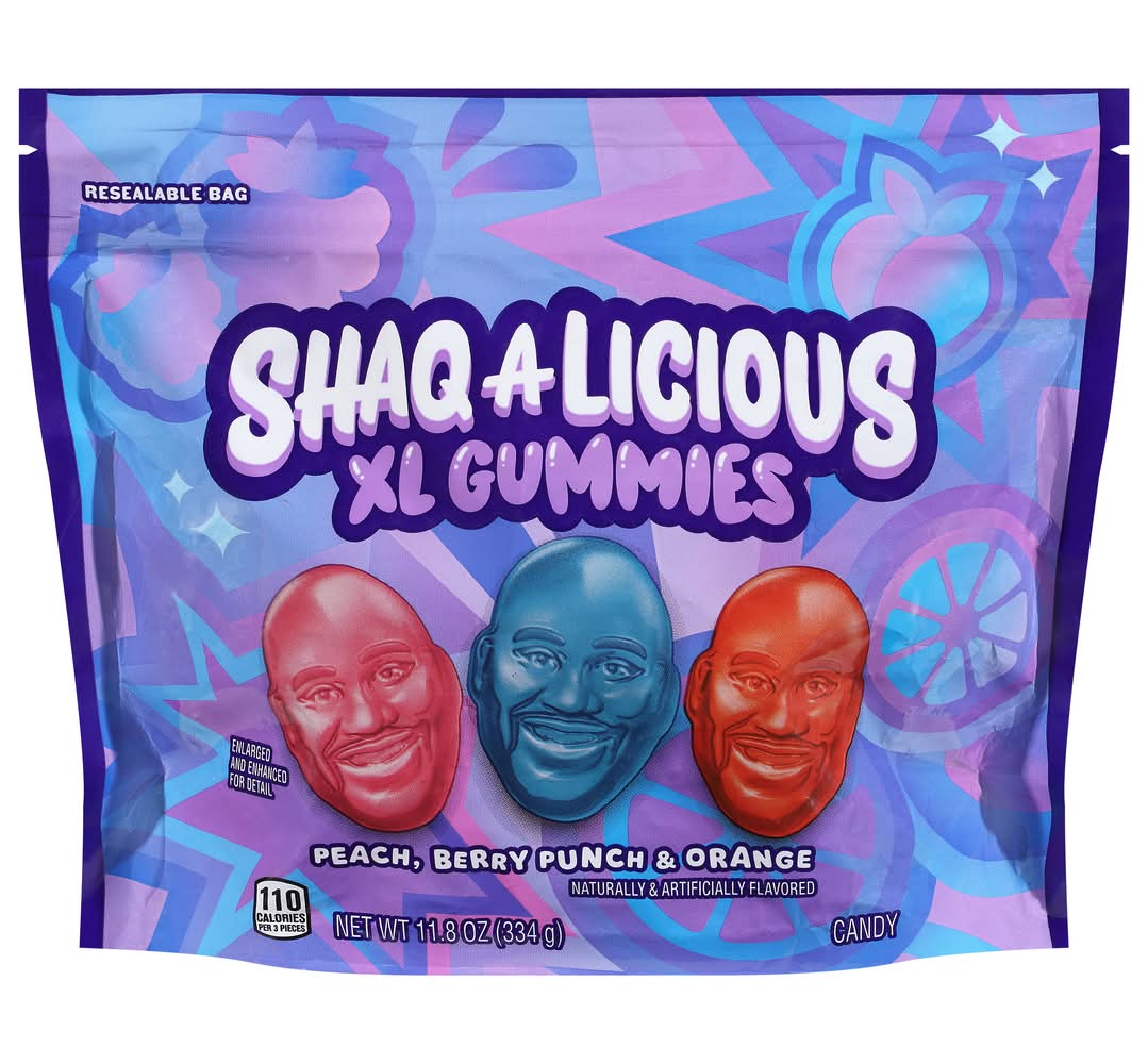 Shaq A Licious Xl Gummies, Peach-Berry Punch-Orange (11.8 oz)