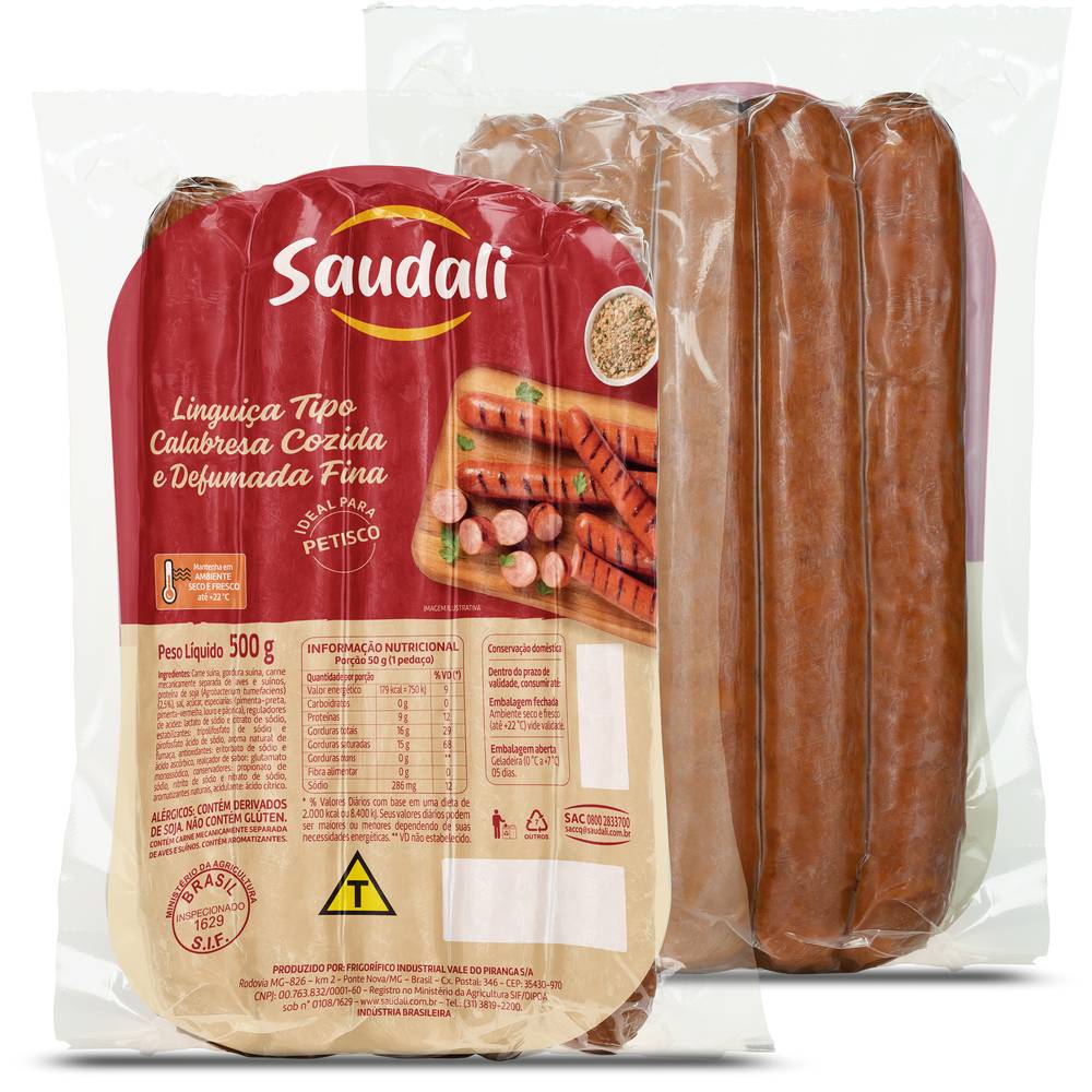 Saudali linguiça calabresa defumada cozida (500g)