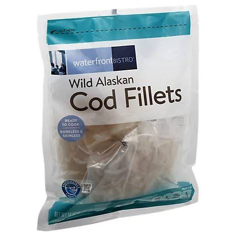 Waterfront Bistro Boneless & Skinless Wild Alaskan Cod Fillets (16 oz)