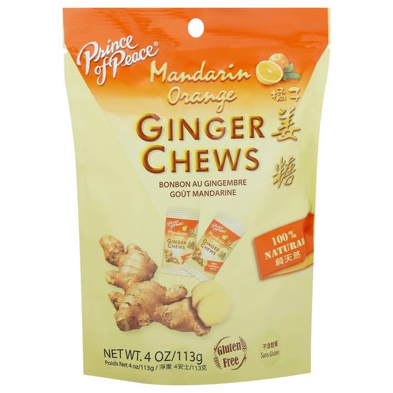 Prince Of Peace Gluten Free Mandarin Orange Flavor Ginger Chews (4 oz)